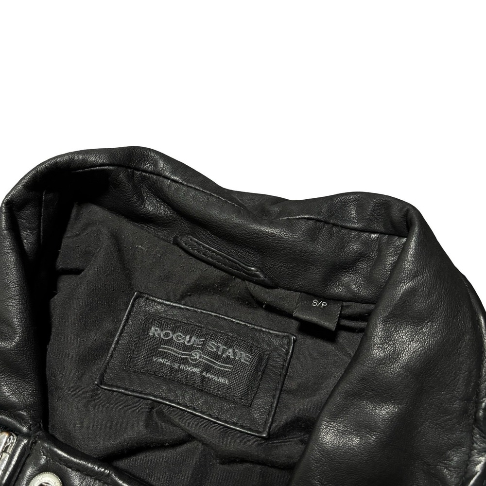 Rogue State Soft Lamb Leather Moto Biker Men Jacket Slim Small 21 x 26 *DAMAGE* - Picture 7 of 11